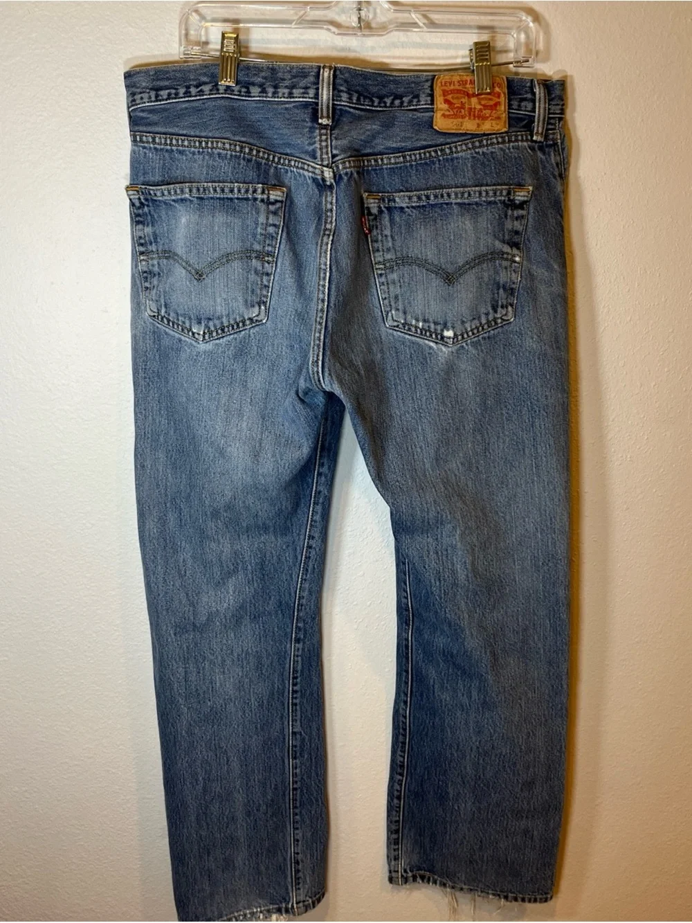 Levi's 501 Distressed Denim Jeans Made in Mexico 36x30 Stonewashed Faded Grunge